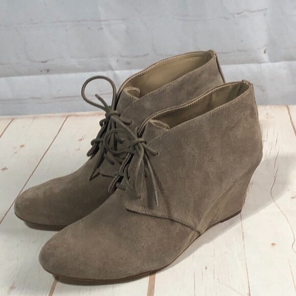 INC International Tan Suede Wedge Booties8.5 - Picture 1 of 15